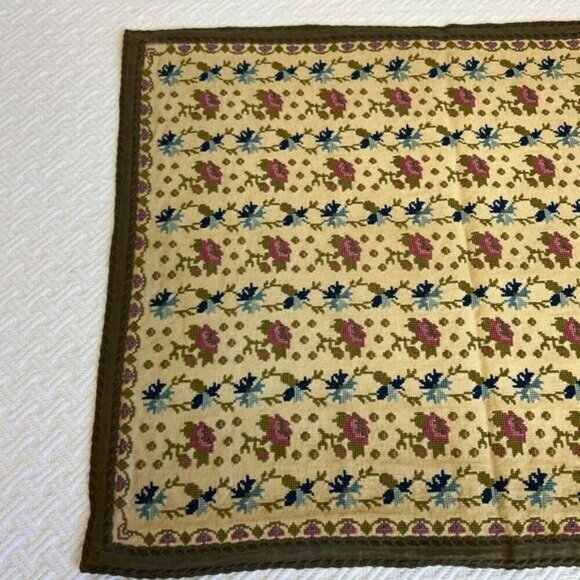 Vintage Antique 50s 60s Handmade Floral Pillow Case Embroidered Hand Stitched - Picture 1 of 7